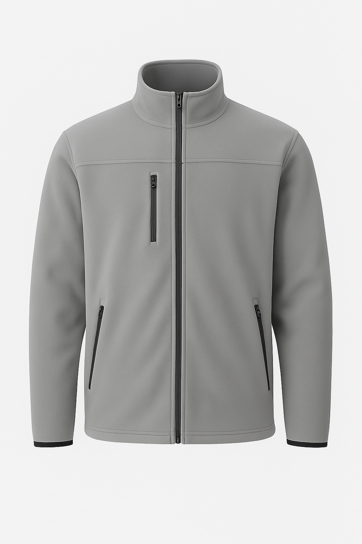 KaeLaurean-Women's Gray Anti-Pilling No-Pilling Standard Fit Stand Collar Cold-Proof Fleece 3