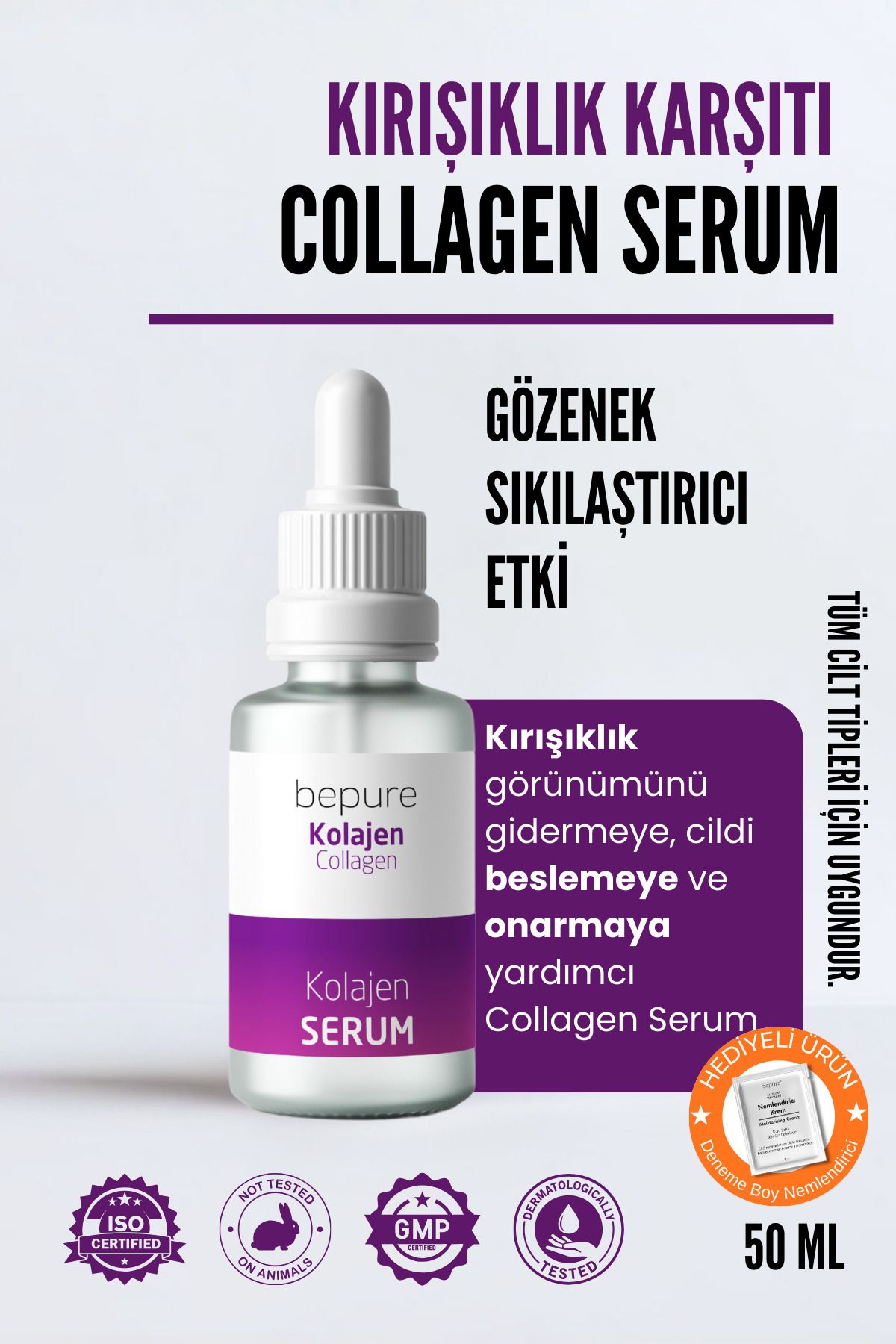 سرم پوست ضدعفونی کننده و محکم کردن کلاژن 30 میل Bepure