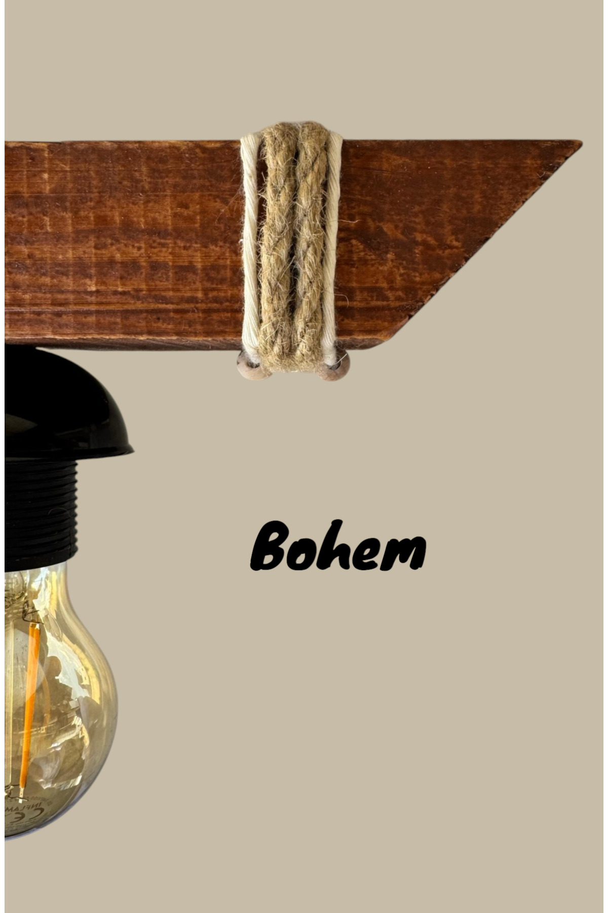 Home Bohem Dekor Rustik Ampul Ahşap Hasır Avize | Salon Avize | Oturma ...