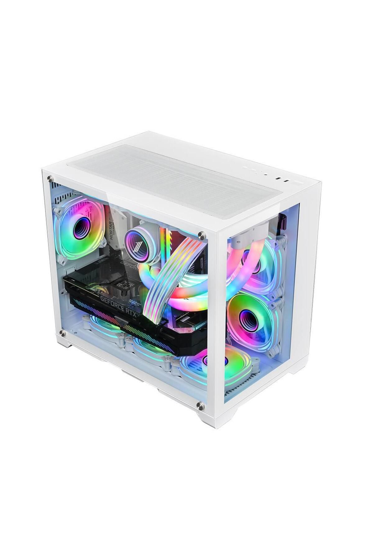 1ST PLAYER-Carcasa Gaming 1STPLAYER Megaview MV6, Cube Tower, M-ATX/Mini-ITX, ARGB (Alb) 2