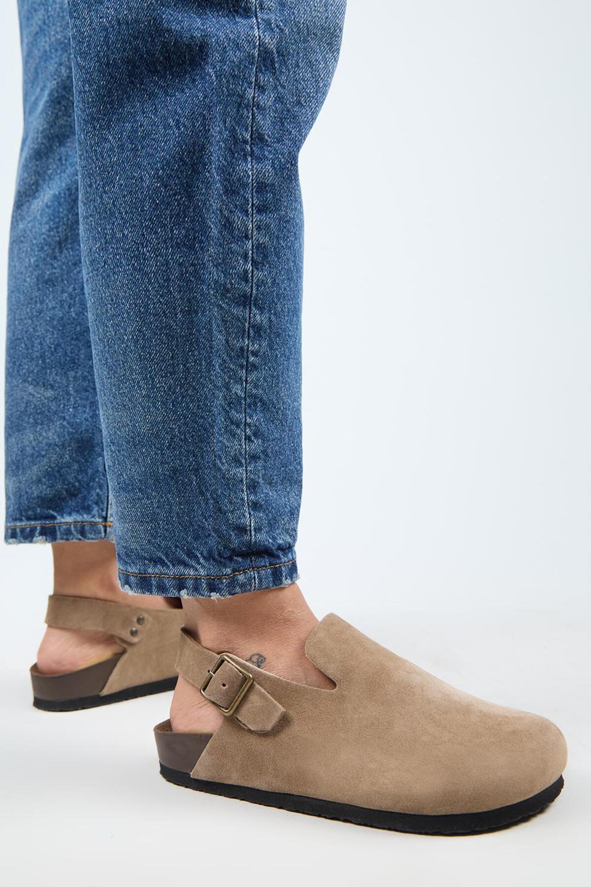 Manijero  Holly 2 Kadın Deri Hakiki Deri Kemerli Tokalı Sabo Vizon Sandalet - Görsel 3