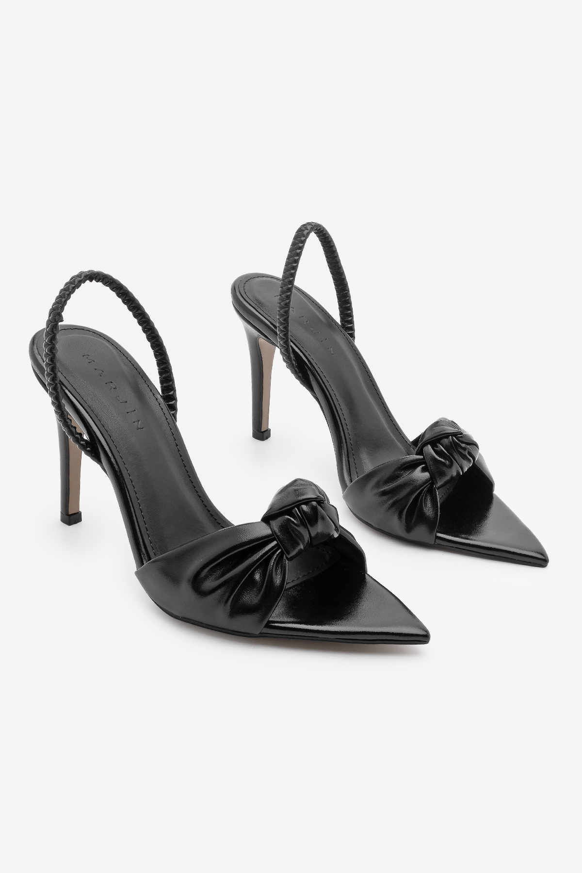 Marjin-Schwarze Zorin-Sandalen für Damen mit Absatz – spitze Spitze, Knoten und elastischer Rückseite 3
