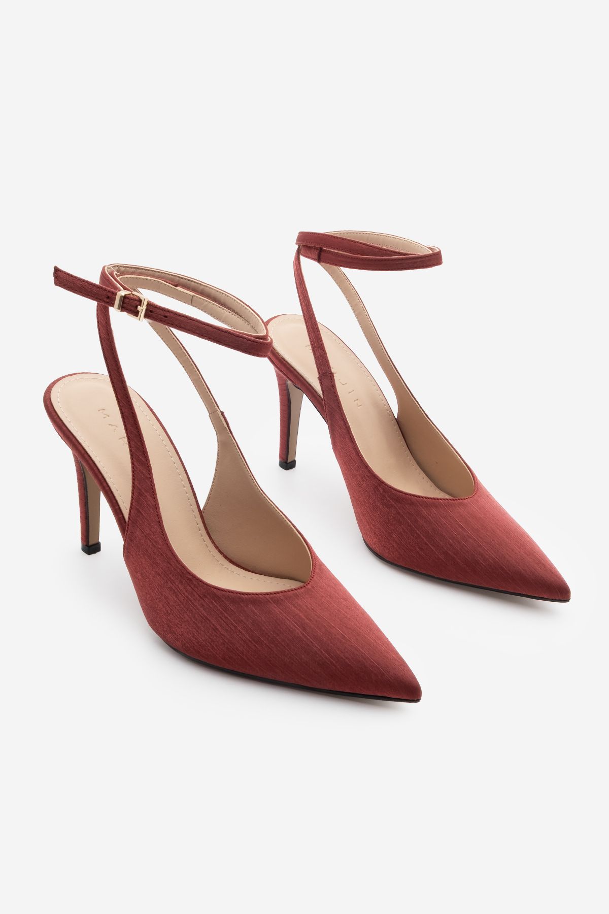 استیلتو زنانه STILETTO سرنوشت سرخ بینی را با سنگ های پشتی کفش پاشنه بلند نشان داد Marjin