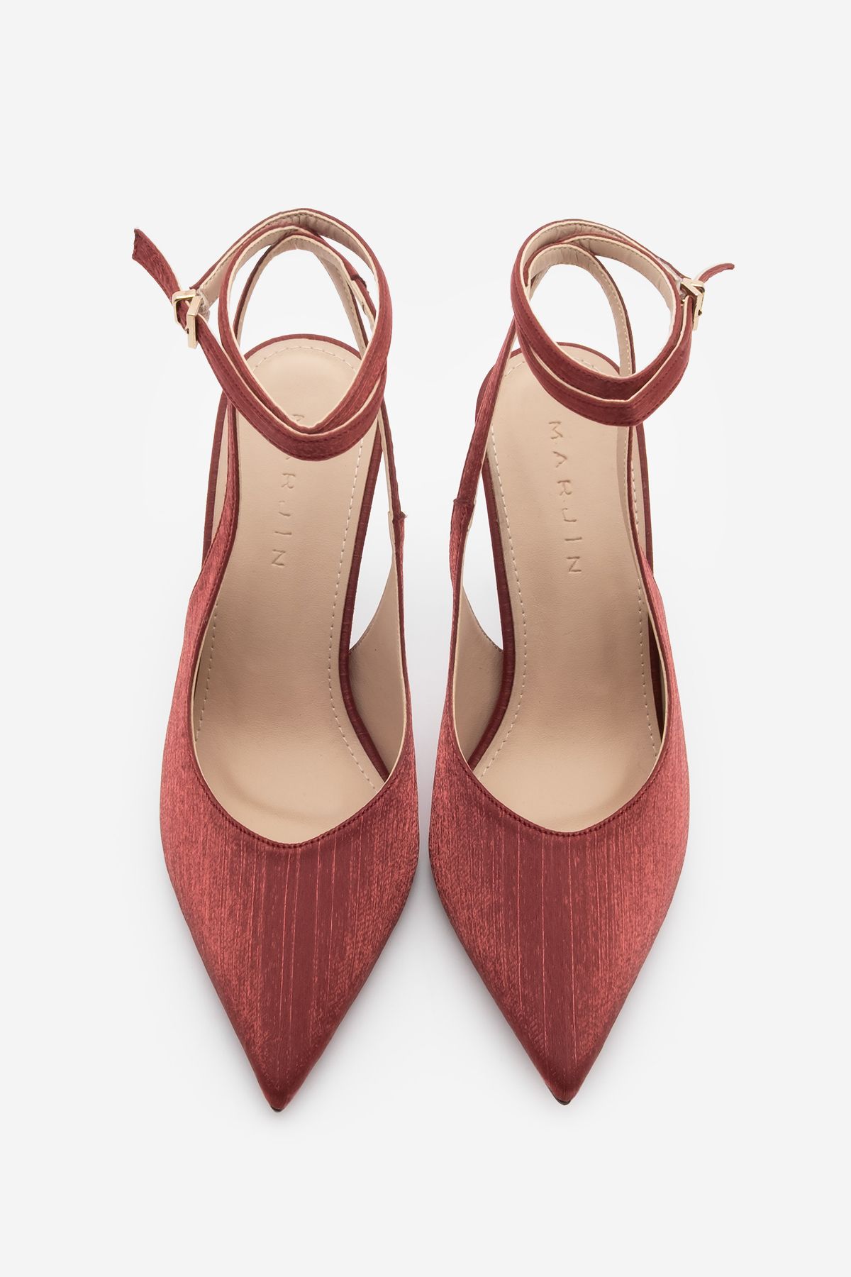 استیلتو زنانه STILETTO سرنوشت سرخ بینی را با سنگ های پشتی کفش پاشنه بلند نشان داد Marjin