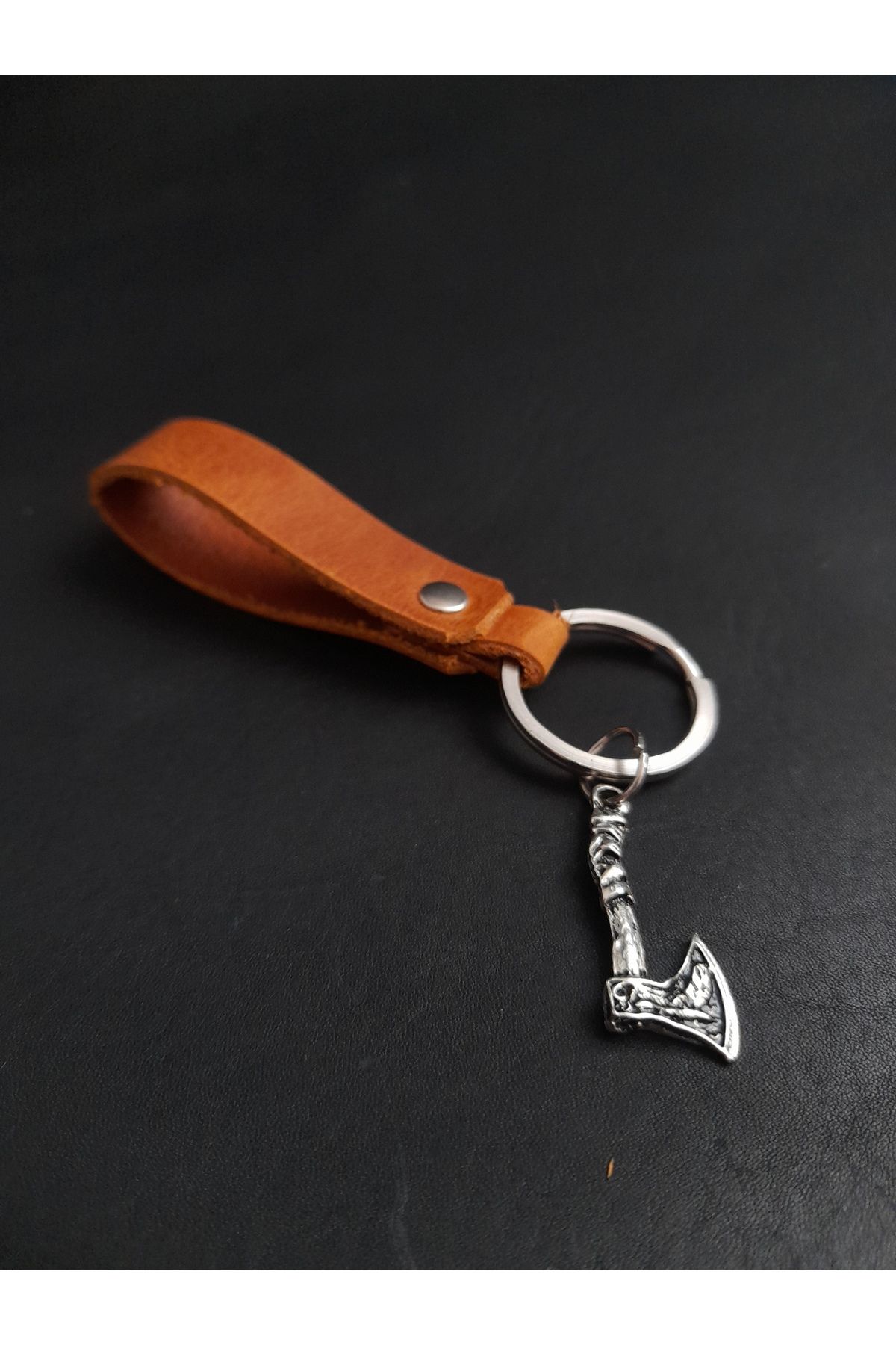 BSN Store-Leather Keychain Real Leather Keychain with Nordic Axe Figure 1