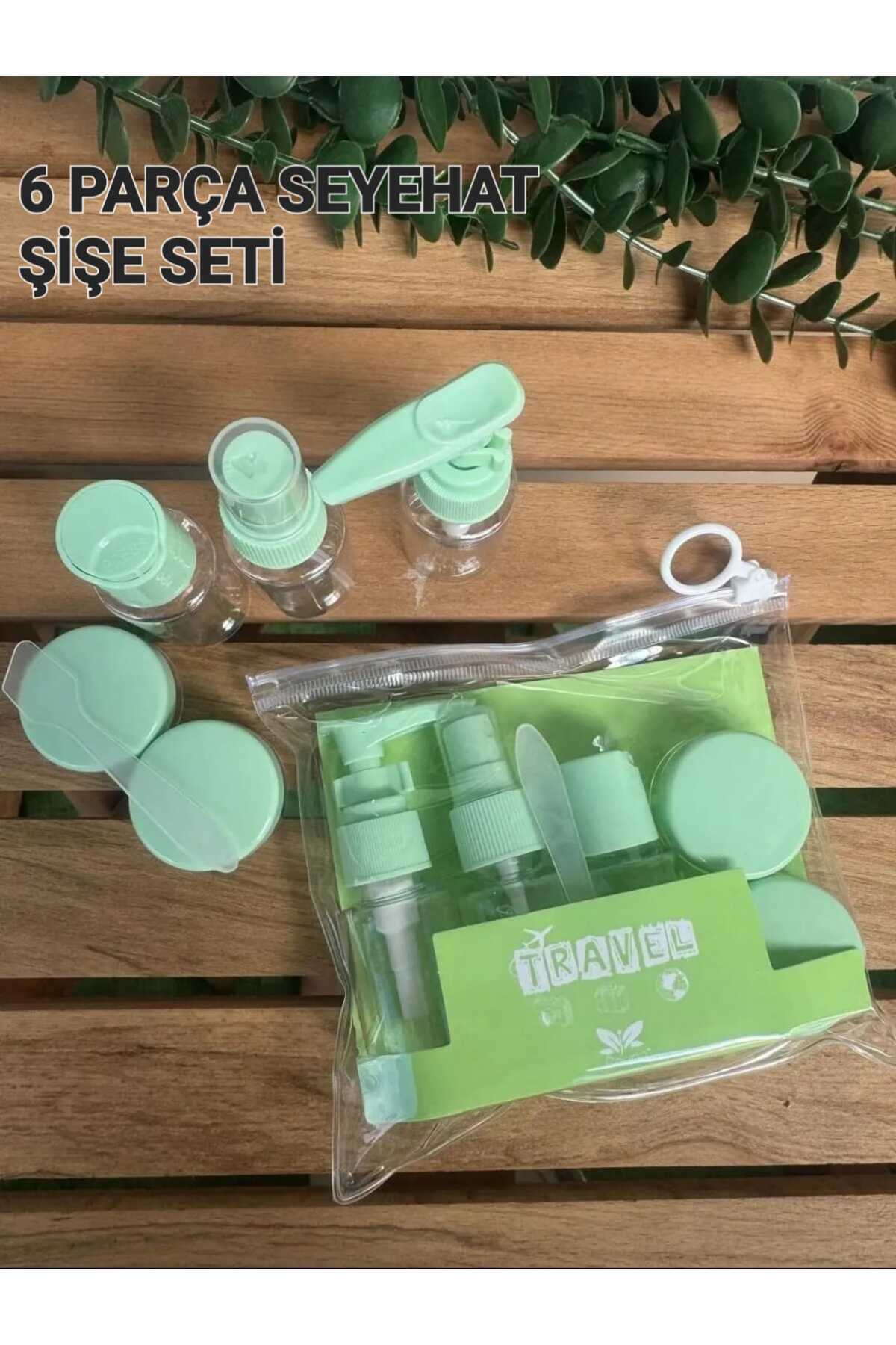 Dalian Home 6 Parça Seyehat Seti Şeffaf Çantalı kozmetik Şişe Seti