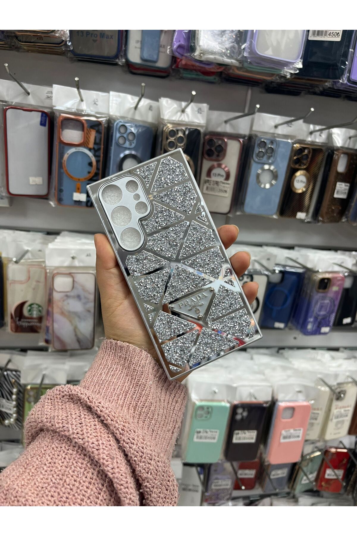 TECNOTREND Galaxy S25 Ultra Parlak Pırlanta Taşlı Aynalı Lüks Kılıf