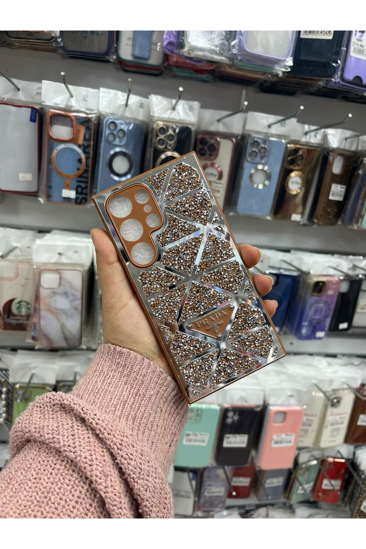 TECNOTREND Galaxy S25 Ultra Parlak Pırlanta Taşlı Aynalı Lüks Kılıf
