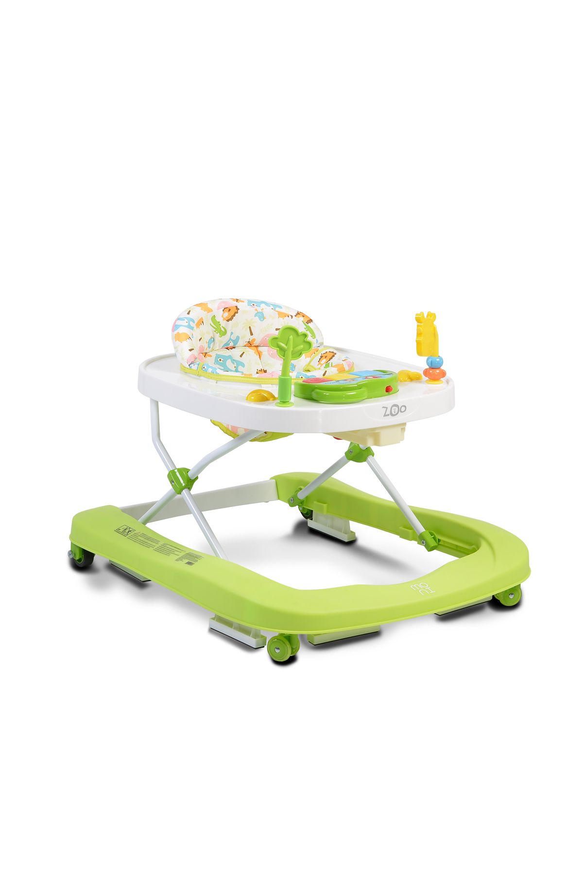 OEM-Premergator si antemergator copii 2 in 1 Moni Zoo Verde, 4 roti rotative si 2 fixe, pliere compacta 1
