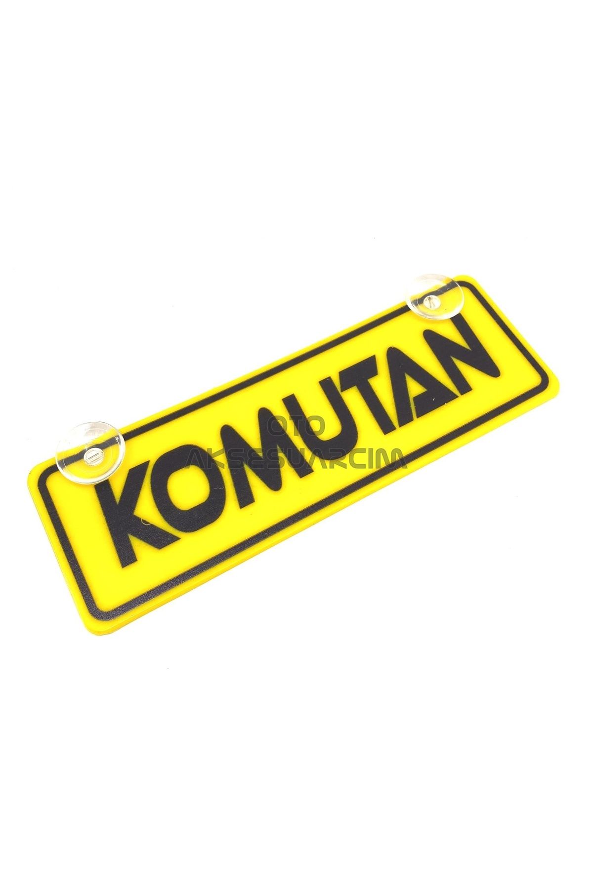 BORATİC Komutan Yazılı Sarı Dekor Plaka Vantuzlu Cam Süsü 22x7.5cm