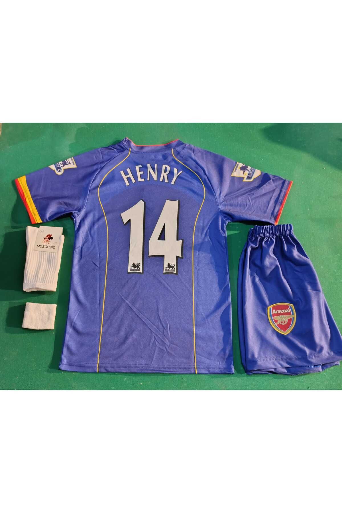 Atlas Global ARSENAL THİERRY HENRY LACİVERT RETRO ÇOCUK FORMA 4 LÜ SET. FORMA+ŞORT+ÇORAP+BİLEKLİK