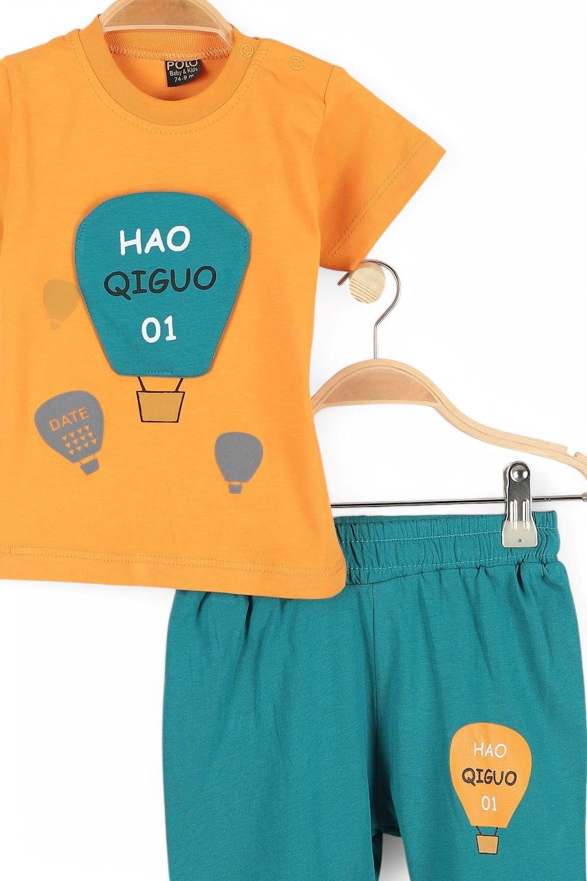 VOY KİDS-Baby Boy Balloon Printed 6-9-12-18-24 Months Summer Bottom Top Set 2