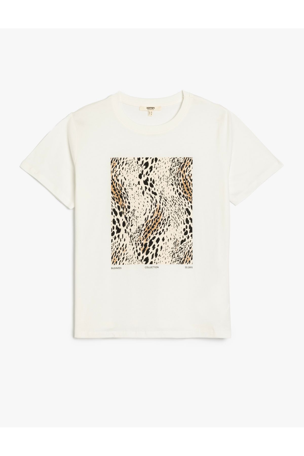 Koton Yeni Sezon Kısa Kollu Pamuklu Leopar Desenli Oversize Tişört