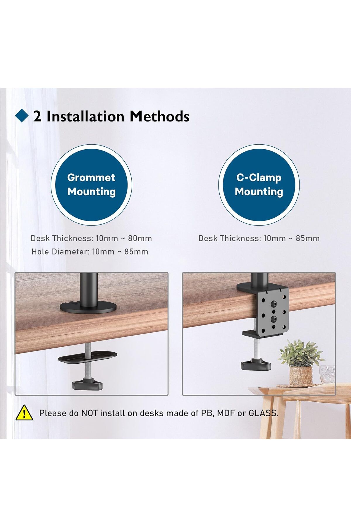 fulina-Height Adjustable Bracket Monitor Arm Dual Flex,17-32 inch Screen,Desk Mount Swivel and Tilt 7