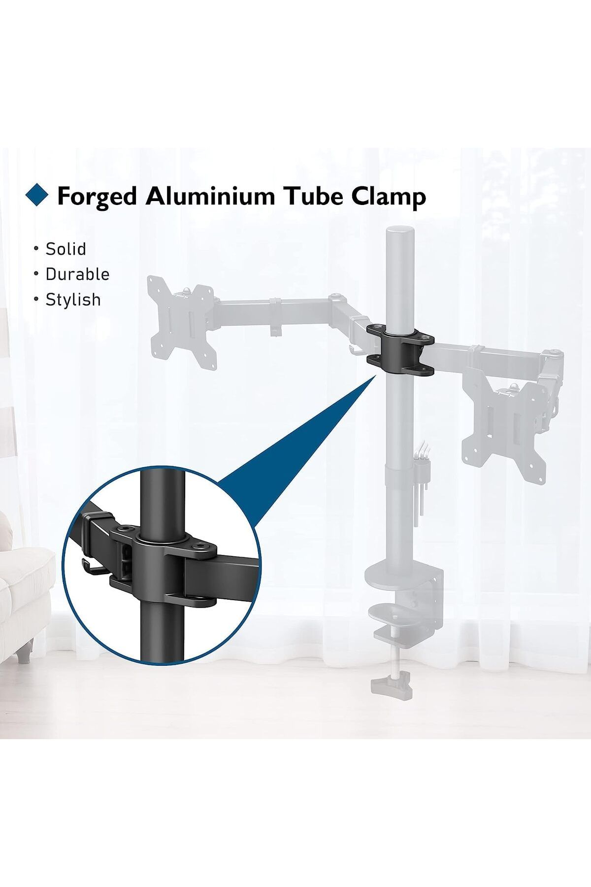 fulina-Height Adjustable Bracket Monitor Arm Dual Flex,17-32 inch Screen,Desk Mount Swivel and Tilt 8