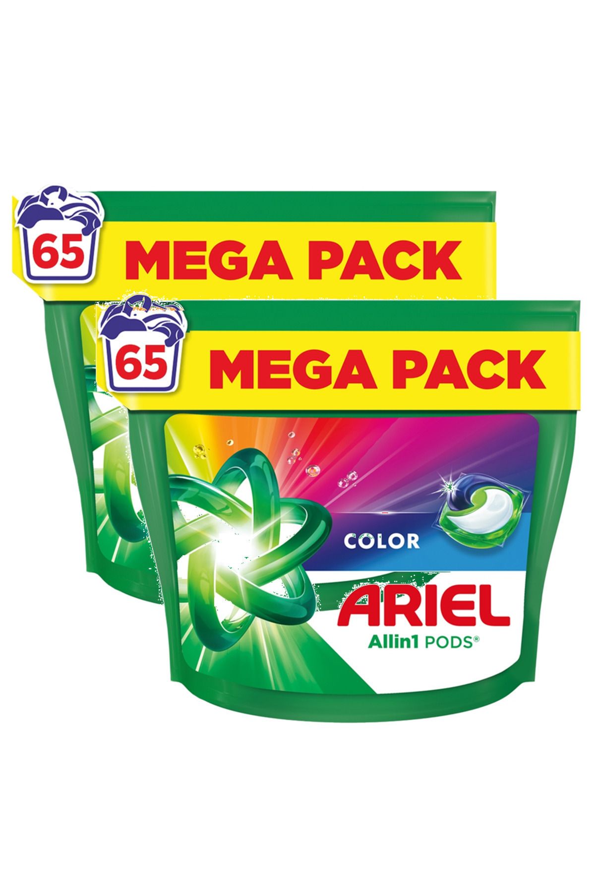 Ariel Automatic Color Laundry Detergent, 2 Packs X 65 Capsules, 130 Washes - One Size
