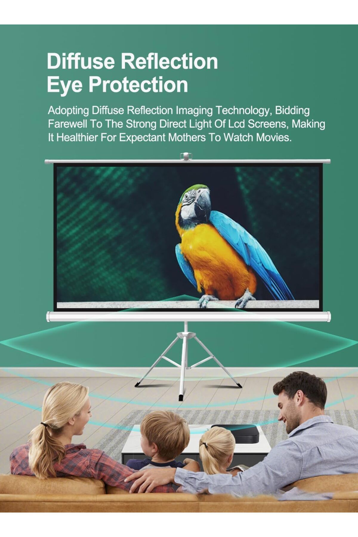 FlashHawk-72 Inch 16:9 Portable 4K Projector Screen with Tripod Stand - White Fiberglass Projector Screen 2