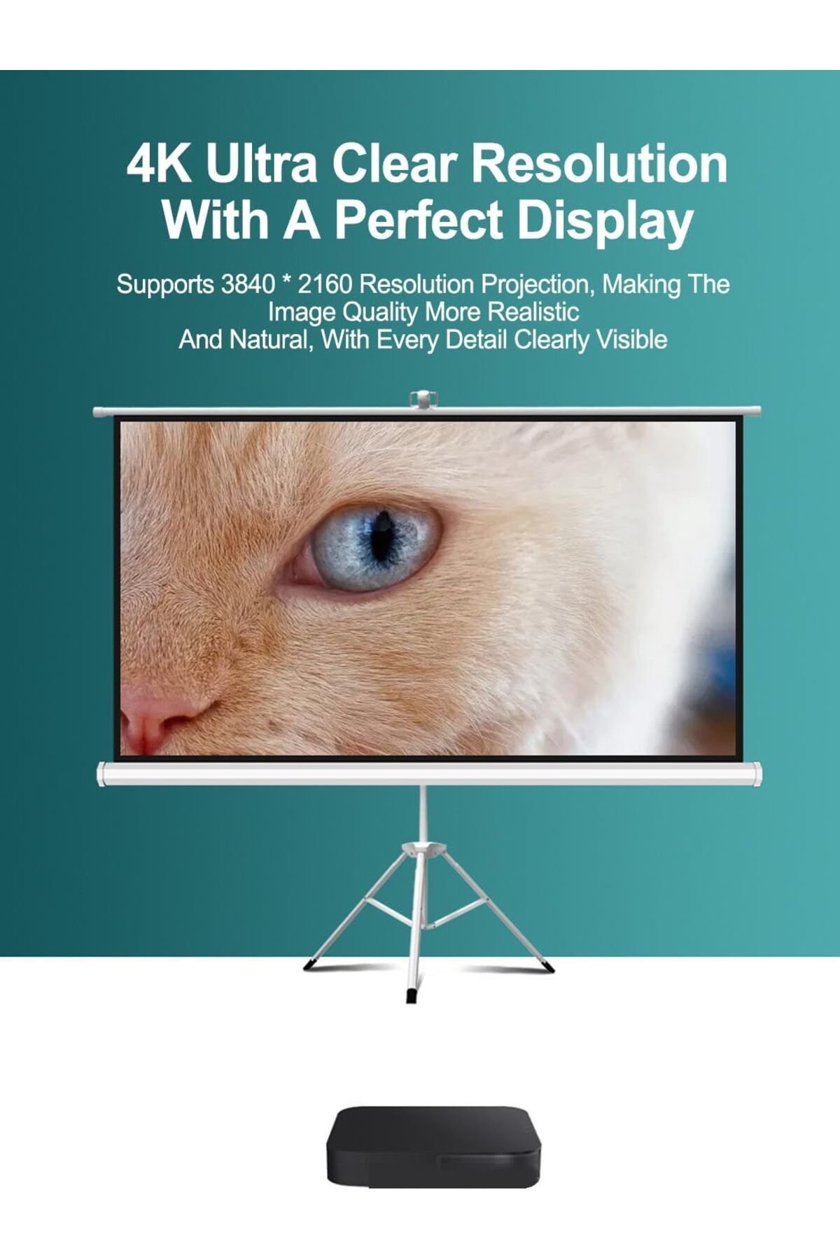 FlashHawk-72 Inch 16:9 Portable 4K Projector Screen with Tripod Stand - White Fiberglass Projector Screen 7