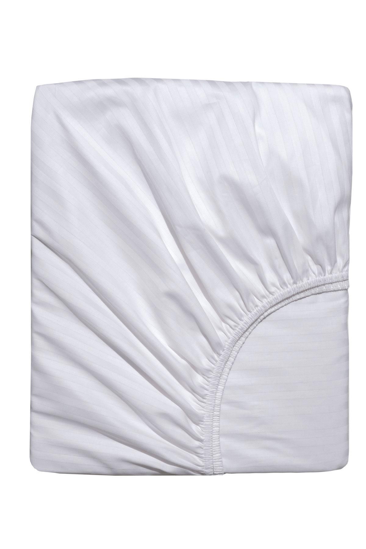 VAROL-King Size Fitted Satin Sheet Set - White 2