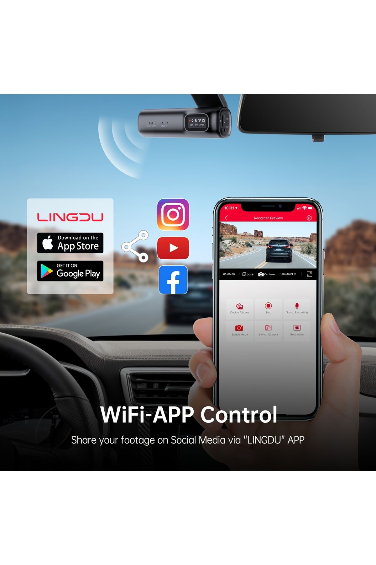 ROCKCAMEL-D600 4K UHD Driving Recorder, Built-In WiFi, Supports GPS High-Precision Positioning Function 4