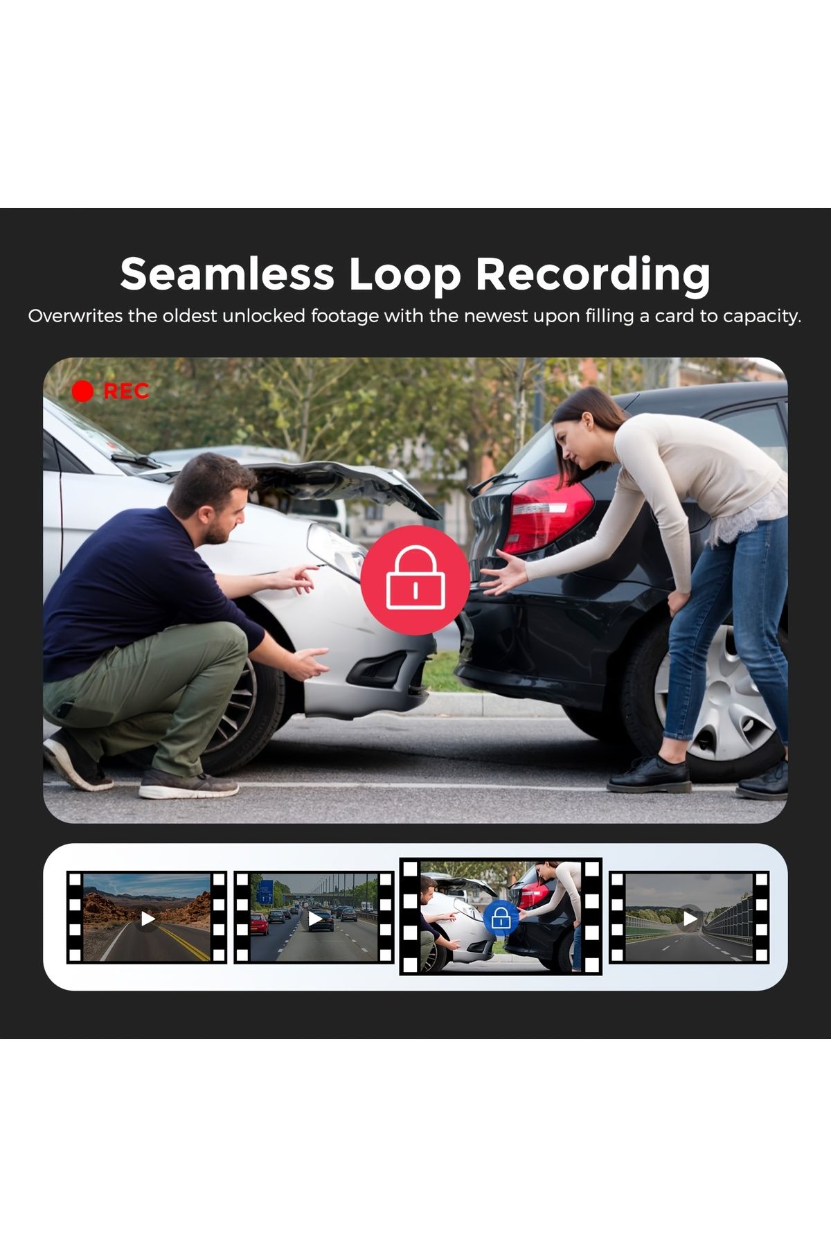 ROCKCAMEL-LD02 Lite 4K UHD Driving Recorder, Includes 64GB TF Card, Built-In WiFi 3