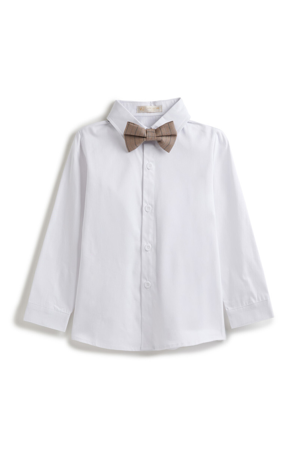 Victor and Jane-Stripe Beige Waistcoat And Pant Set With Shirt And Bow Tie 5