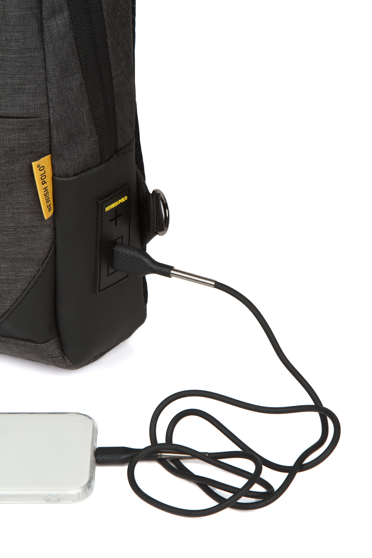 Newish Polo-Men's Canvas Fabric Cross Waist and Shoulder Bag with USB Port 5