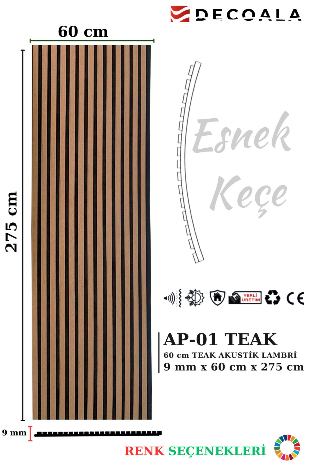 60 X 275 Cm Akustik Duvar Paneli