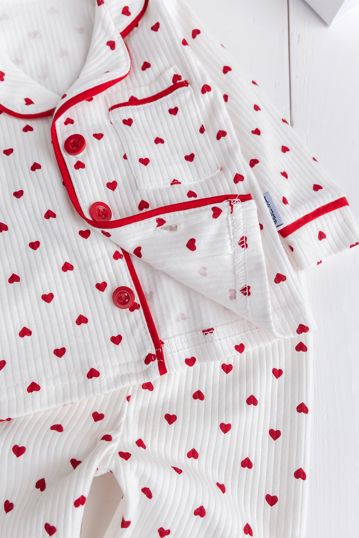 ewellce Kap Desenli Pamuklu Düğmeli Kız Bebek Çocuk Pijama Takımı fotoğrafı 5 (önizleme)