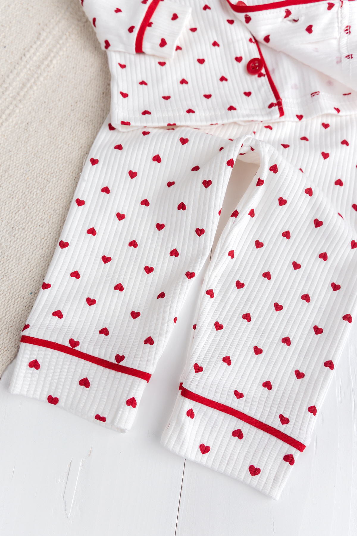 ewellce Kap Desenli Pamuklu Düğmeli Kız Bebek Çocuk Pijama Takımı fotoğrafı 4 (önizleme)