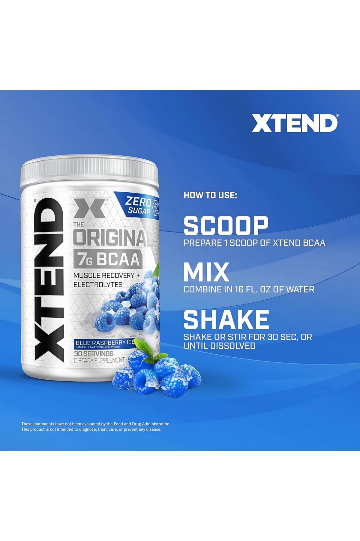 xtend-Xtend BCAAs Muscle Growth Supplement - Blue Raspberry - 30 Servings 405 gm 4