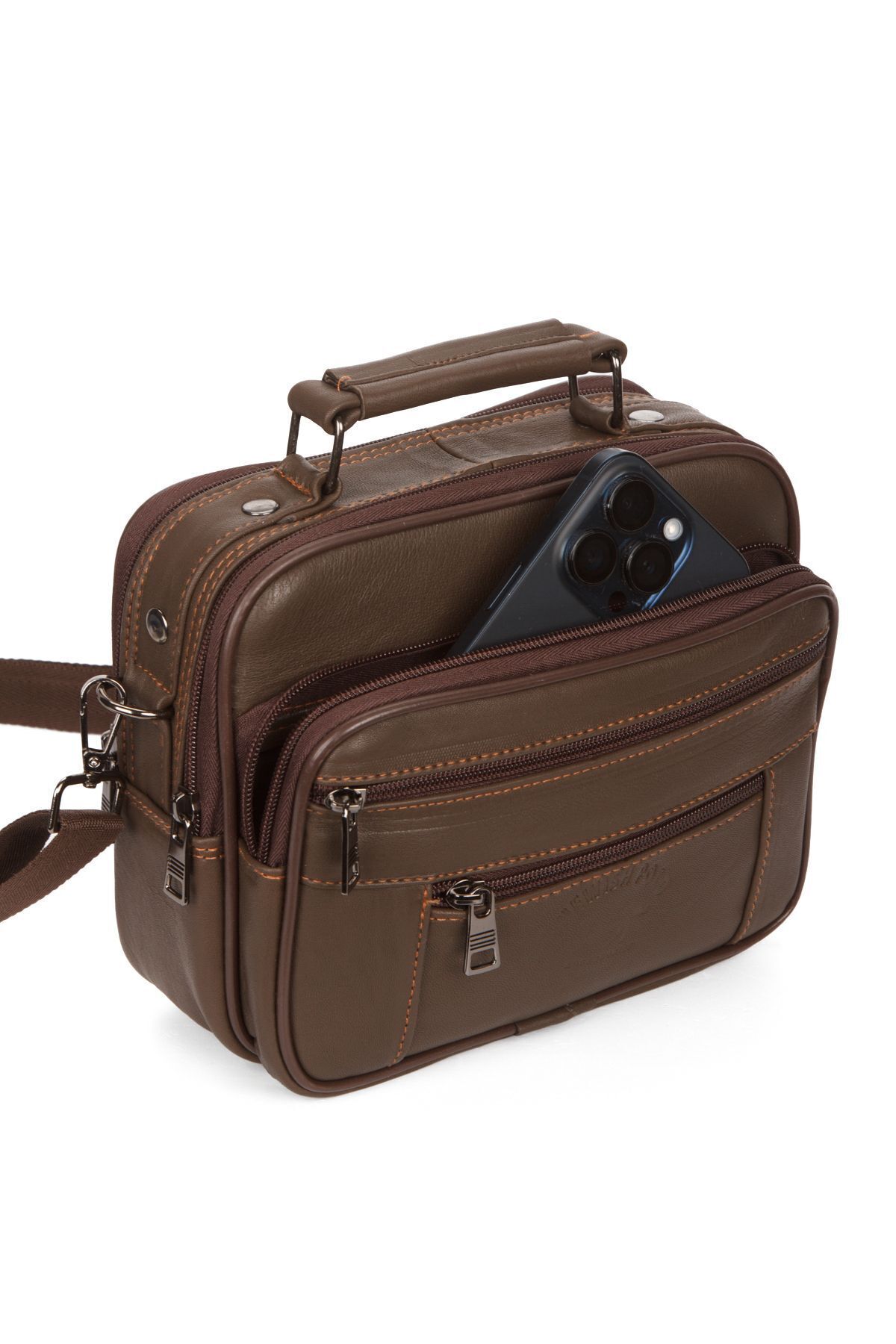 CERFF LEATHER CLUP Erkek Deri Kasalı El Çanta( 21,5 *17,5 Cm) görsel 3