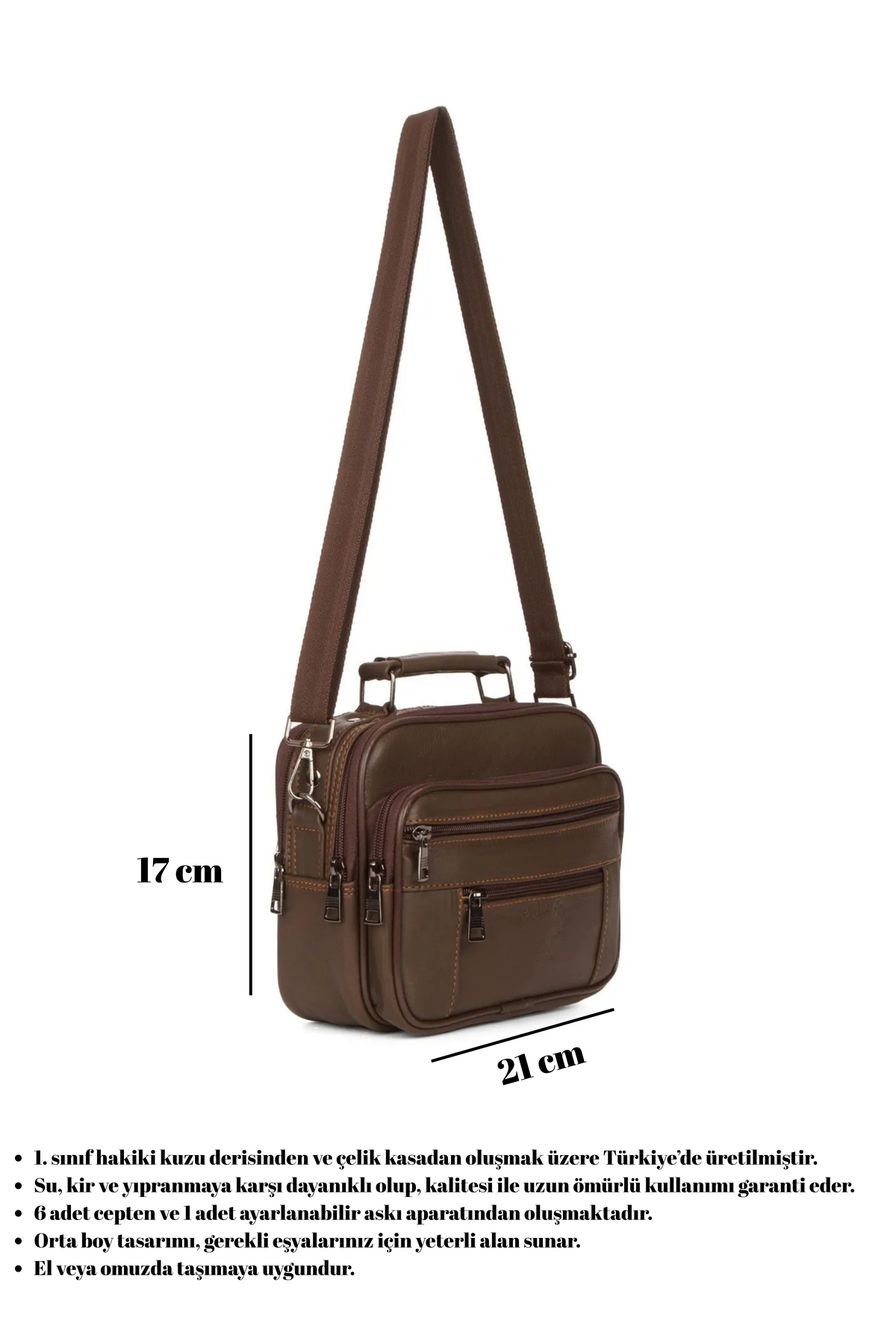 CERFF LEATHER CLUP Erkek Deri Kasalı El Çanta( 21,5 *17,5 Cm) görsel 2