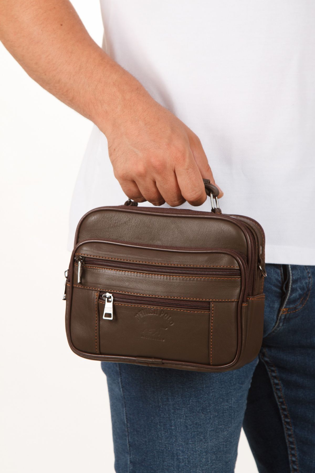 CERFF LEATHER CLUP Erkek Deri Kasalı El Çanta( 21,5 *17,5 Cm) görsel 5