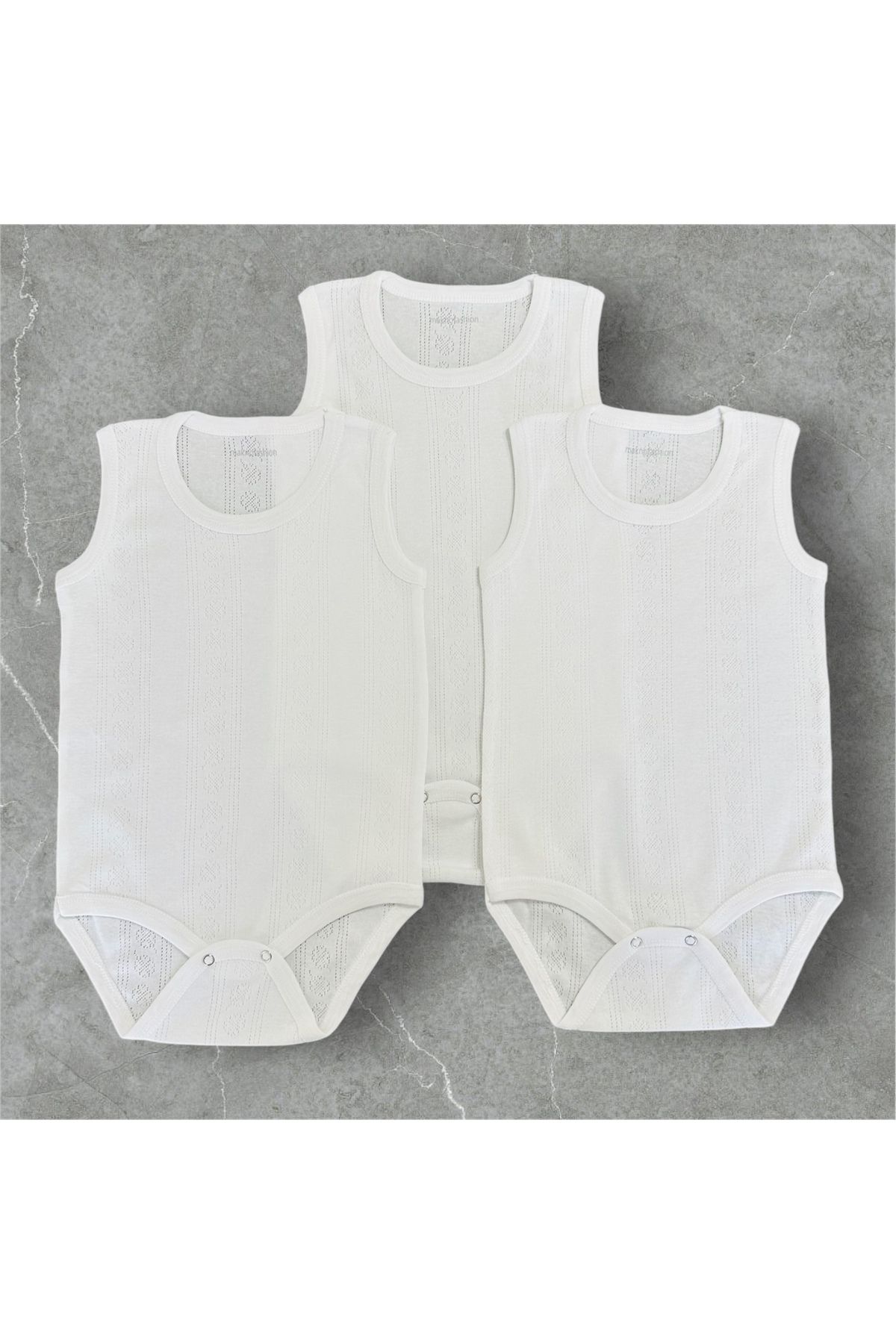 %100 Pamuk Büyük Beden 1-2-3-4-5-6-7 Yaş Bebek Body 3'lü Atlet Ribana Beyaz