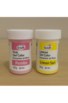 Dr. Gusto Jel Gıda Boyası 2 li Set Pembe Limon Sarı 30 gr