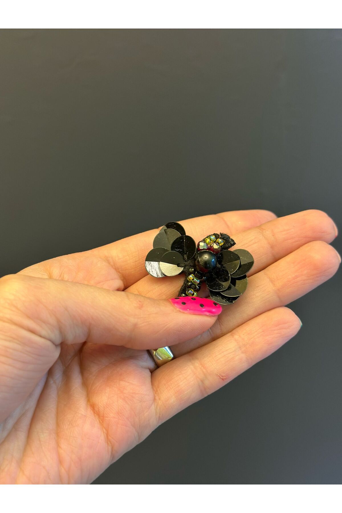 Gönülden Tasarım SİYAH KANATLI BONCUKLU ARI ARMA DİKİŞ APLİKE 4X3 CM
