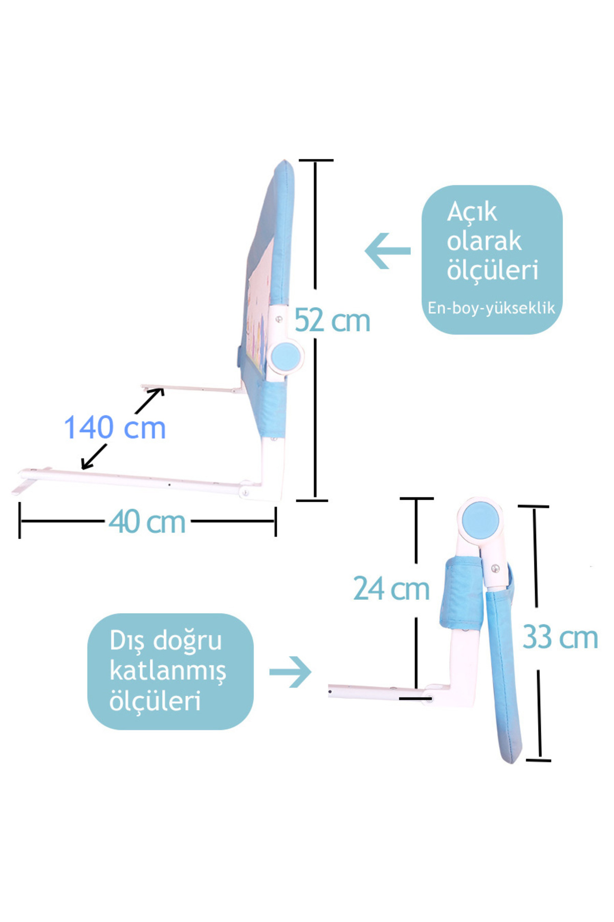 Evokids Sailor Katlanabilir Yatak Bariyeri - 140x52 cm fotoğrafı 5 (önizleme)