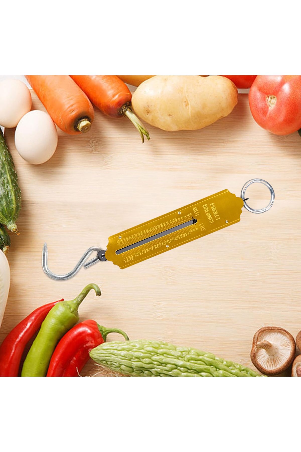 DEFAONS-Pocket Balance Spring Scale Portable Hanging Weighing Scale with Hook 50Kg 112LBS Capacity D 7