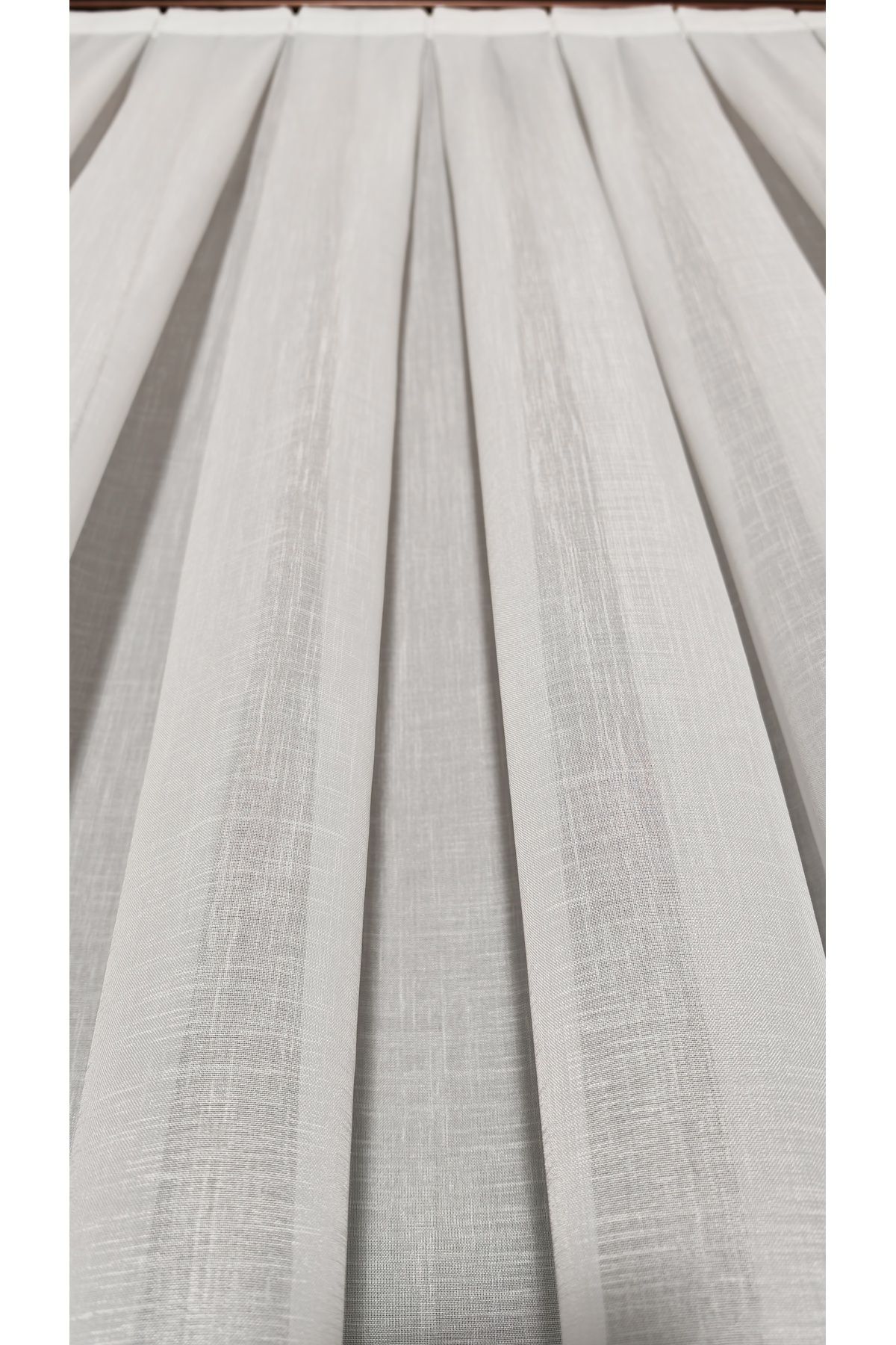 Yuka-Folded Linen Ecru Tulle Curtain, 1/3 Dense Pleat with Grammage - Suitable for Any Room Skirt That Does Not Want to Iron - Leaded 4