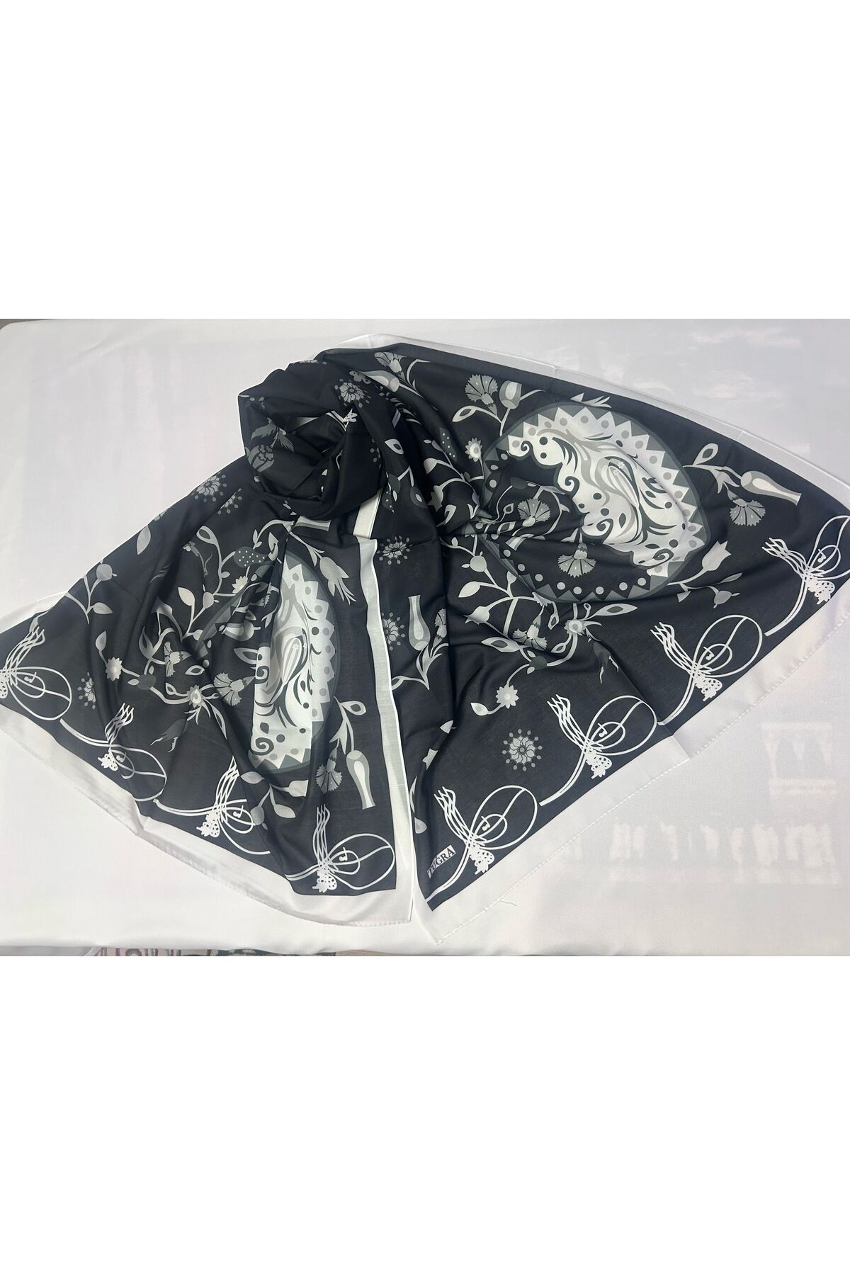 ALTUNTAŞ-Women's Cotton Tuğra Patterned Etnic Shawl 2