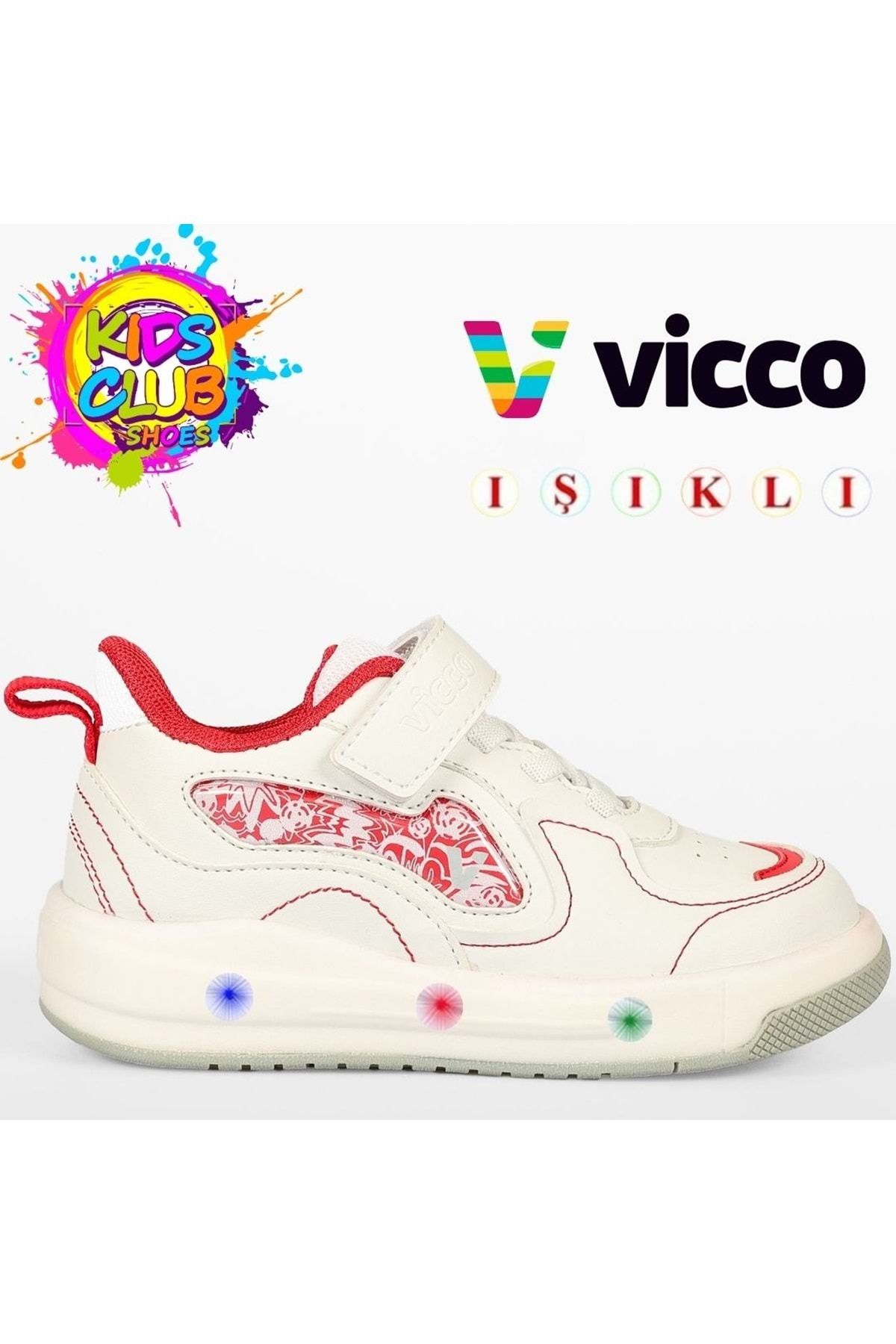 Kids Club Shoes Vicco Disnew Işıklı Ortopedik Çocuk Spor Ayakkabı BEYAZ