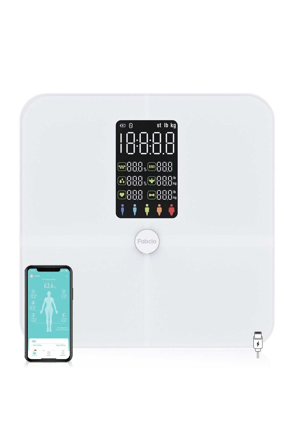 teknotrust Fitsmart Plus Bluetooth Çok Fonksiyonlu Yağ Ölçer Akıllı Tartı