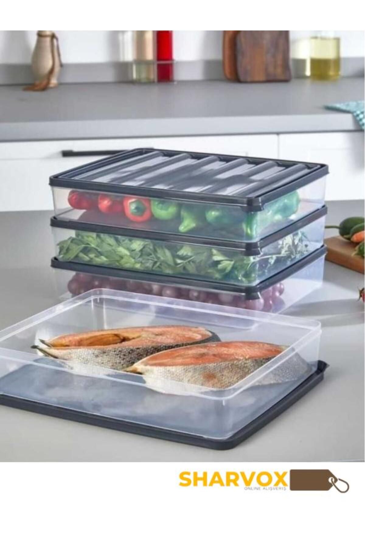 Sharvox-Set of 5 Microwave and Refrigerator Storage Containers - Refrigerator Organizer 1X1000Ml,1X2500Ml, 3X250Ml 1