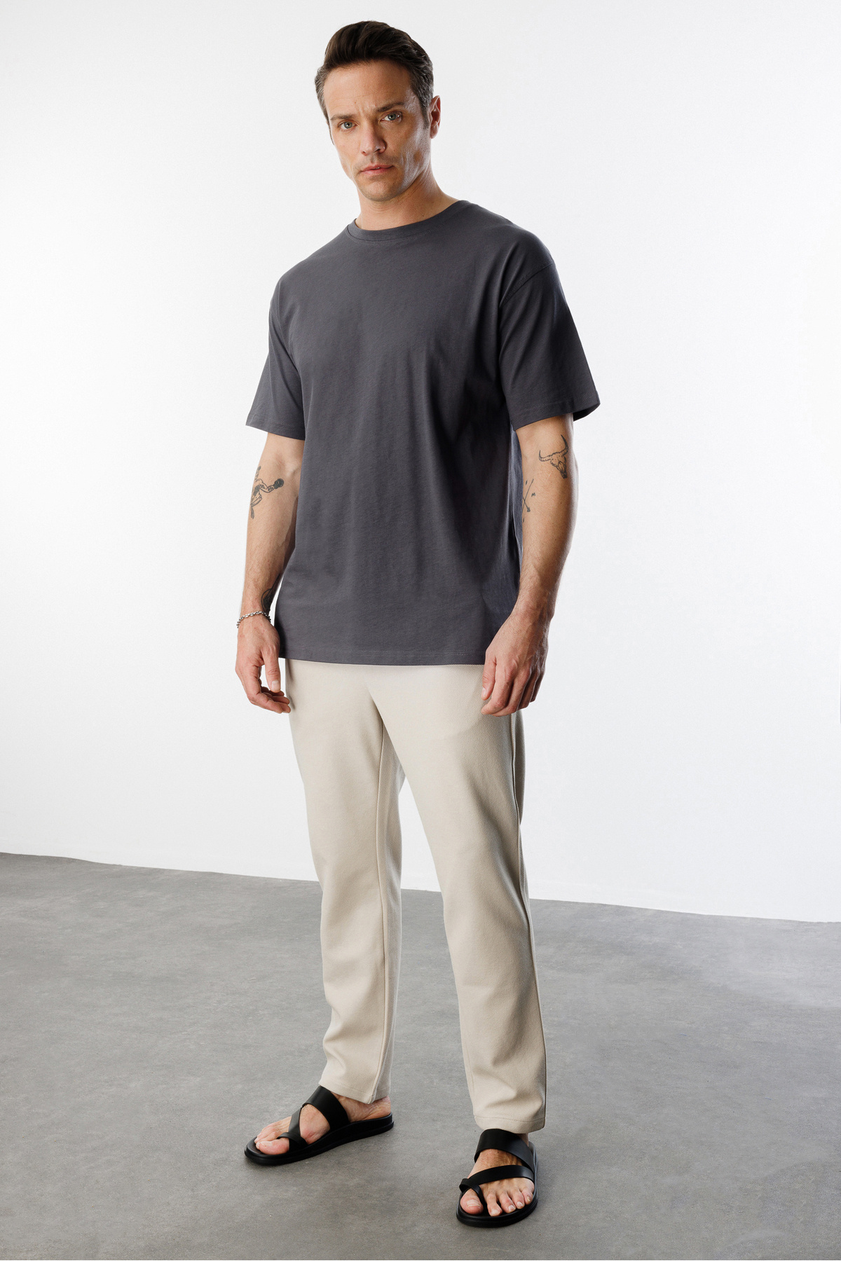 GENIUS STORE-Oversize Fit Men's T-Shirt 100% Organic Cotton Crew Neck 5