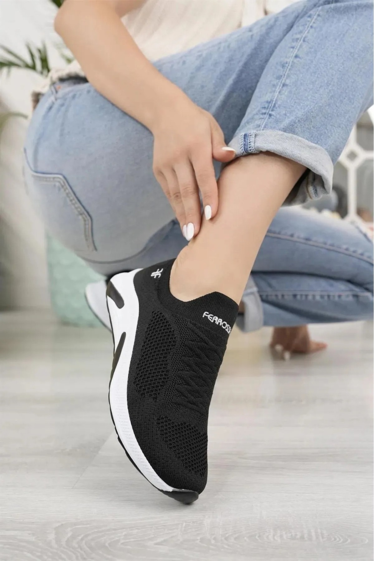nuaA Günlük Spor Ayakkabı Ortopedik Hafif Bağcıksız Triko Unisex Ayakkabı Sevgili Eş Kombinine Uygun görsel 2