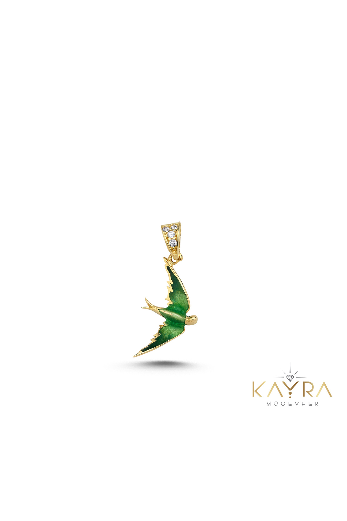 Kayra Mücevher Minimal Mineli Kırlangıç Altın Kolye Ucu AH62