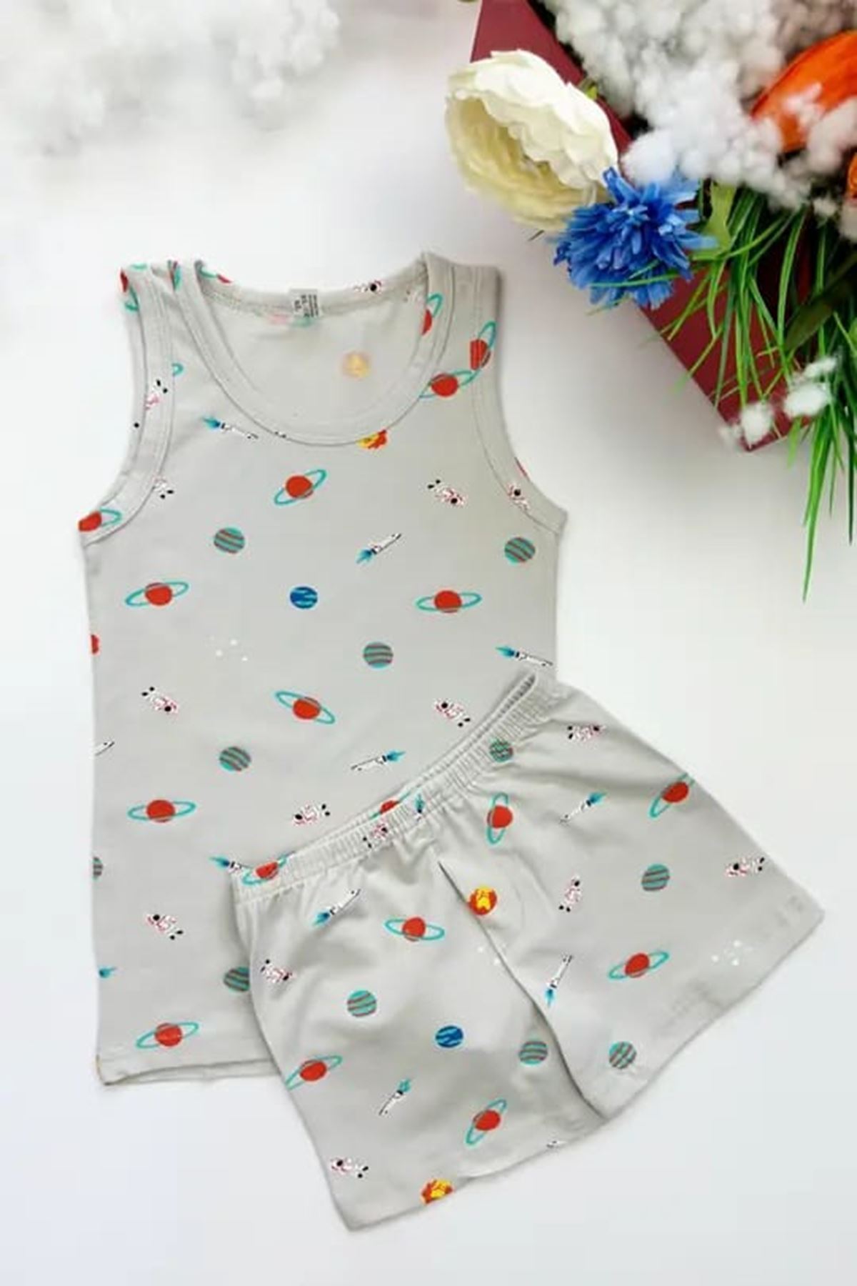 Yağmur Giyim-طقم بوكسر للأولاد من Elm Beige Space Pattern 7000 1