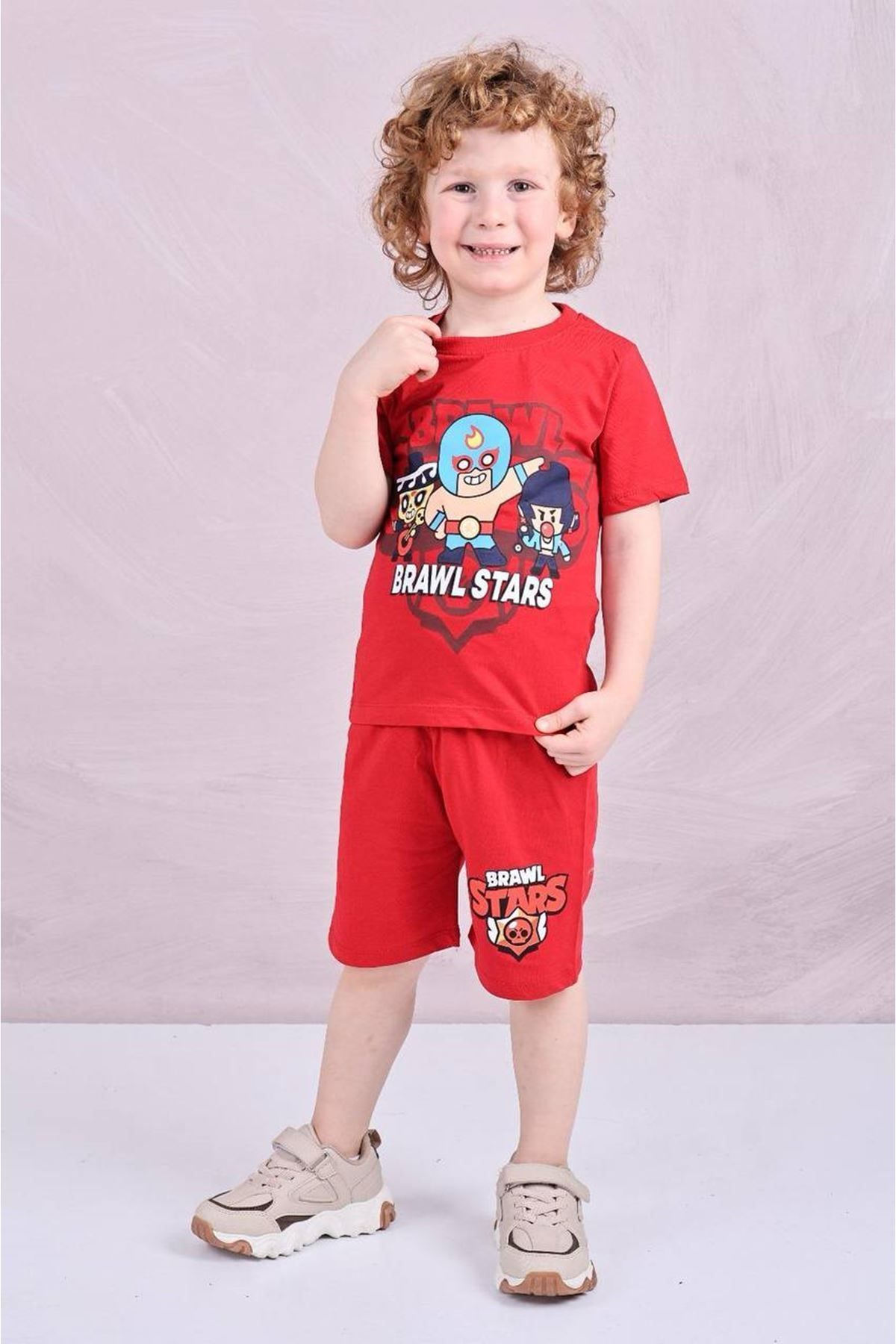 Yağmur Giyim-Red Shorts Suit 7598-K Pjkskt Brawl Star Pattern 1