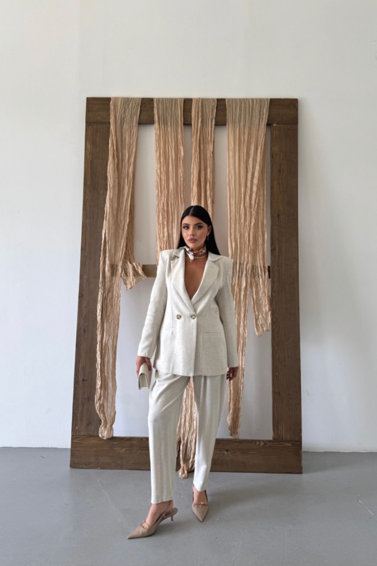 velmorafashion KETEN CEKET - PANTOLON TAKIM - Ham